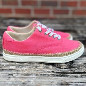UGG EYAN II Women’s SUNSET RED Low Top Canvas Fashion Casual SNEAKERS Size 6